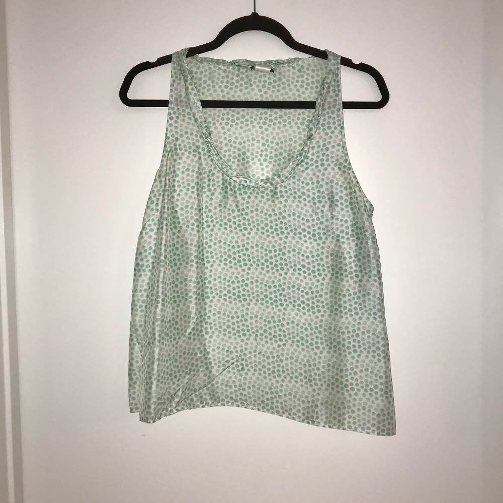 J. Crew Silk Twyla Top (Aqua/White, size 6)